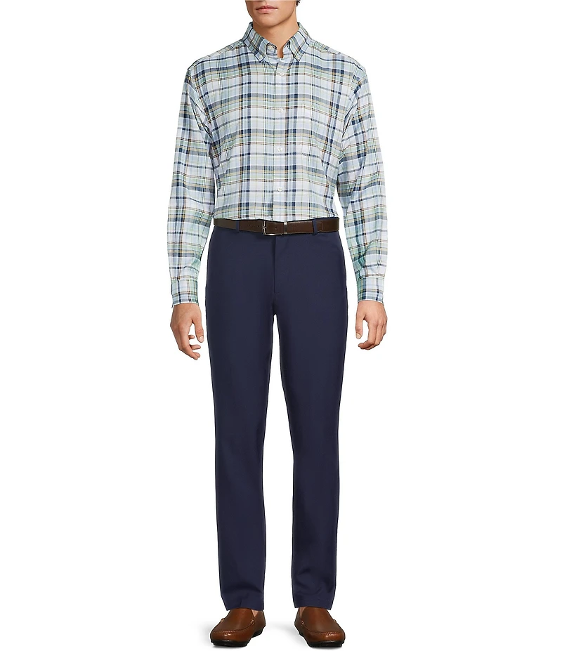 Roundtree & Yorke Long Sleeve Large Plaid Oxford Sport Shirt