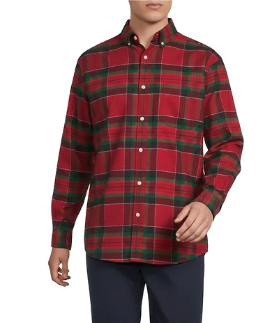 Roundtree & Yorke Long Sleeve Large Plaid Oxford Sport Shirt