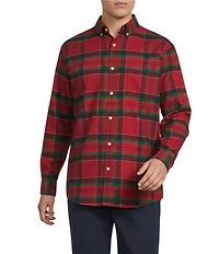 Roundtree & Yorke Long Sleeve Large Plaid Oxford Sport Shirt