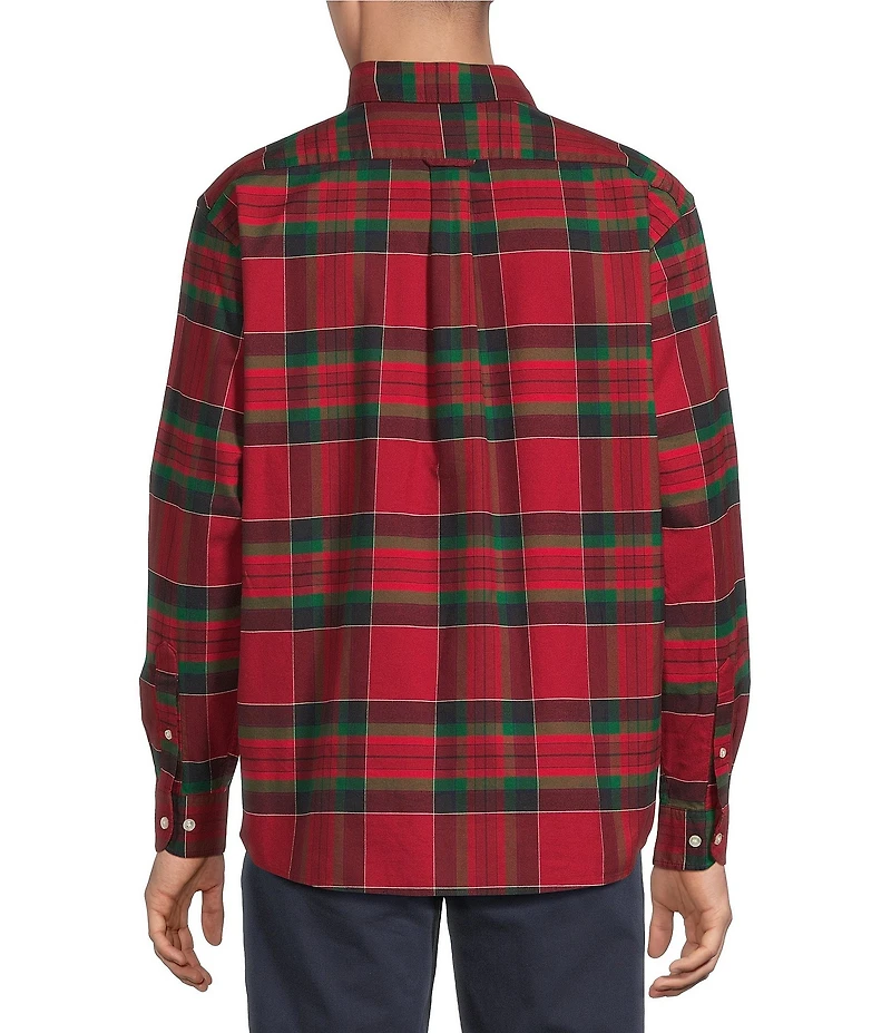 Roundtree & Yorke Long Sleeve Large Plaid Oxford Sport Shirt