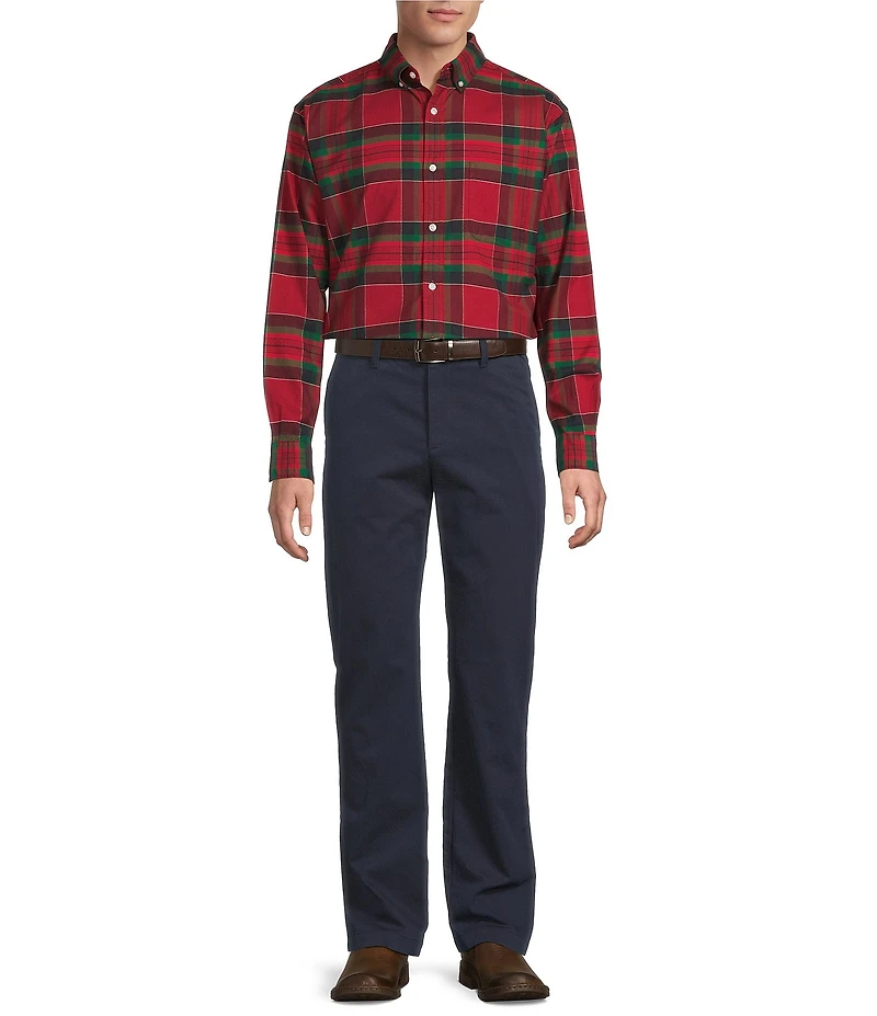 Roundtree & Yorke Long Sleeve Large Plaid Oxford Sport Shirt