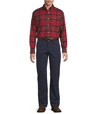 Roundtree & Yorke Long Sleeve Large Plaid Oxford Sport Shirt