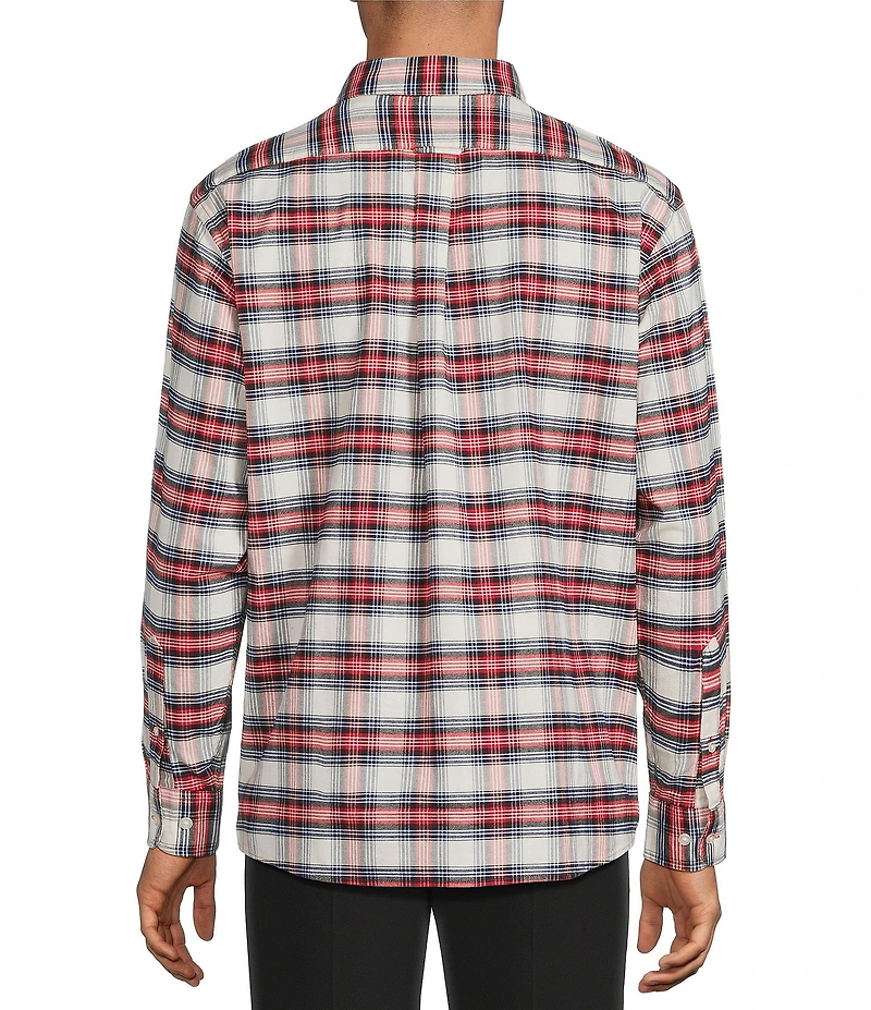 Roundtree & Yorke Long Sleeve Large Plaid Oxford Sport Shirt