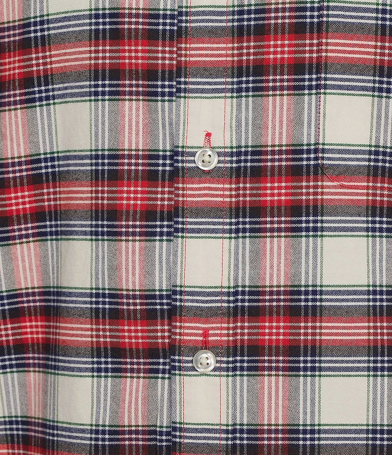 Roundtree & Yorke Long Sleeve Large Plaid Oxford Sport Shirt