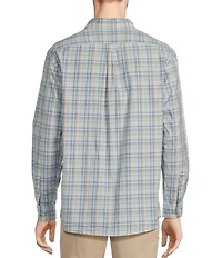 Roundtree & Yorke Long Sleeve Large Plaid Pattern Slub Sport Shirt