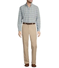 Roundtree & Yorke Long Sleeve Large Plaid Pattern Slub Sport Shirt