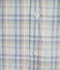 Roundtree & Yorke Long Sleeve Large Plaid Pattern Slub Sport Shirt