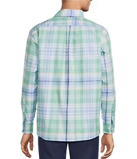 Roundtree & Yorke Large Plaid Pattern Twill Sport Shirt