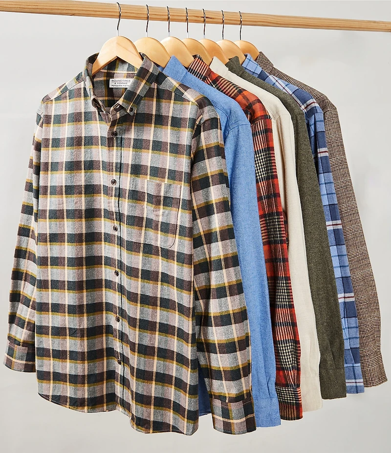 Roundtree & Yorke Long Sleeve Large Plaid Portuguese Flannel Sport Shirt