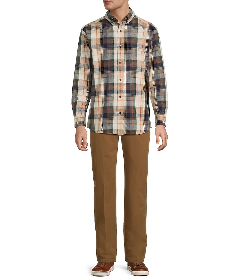 Roundtree & Yorke Long Sleeve Large Plaid Portuguese Flannel Sport Shirt