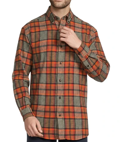 Roundtree & Yorke Long Sleeve Plaid Portuguese Flannel Sport Shirt