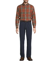 Roundtree & Yorke Long Sleeve Plaid Portuguese Flannel Sport Shirt