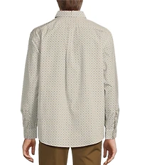Roundtree & Yorke Long Sleeve Medallion Print Slub Sport Shirt