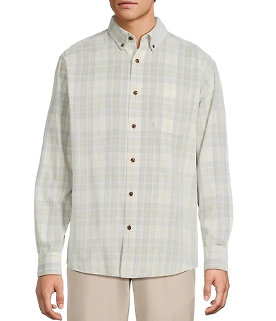 Roundtree & Yorke Long Sleeve Medium Plaid Corduroy Sport Shirt