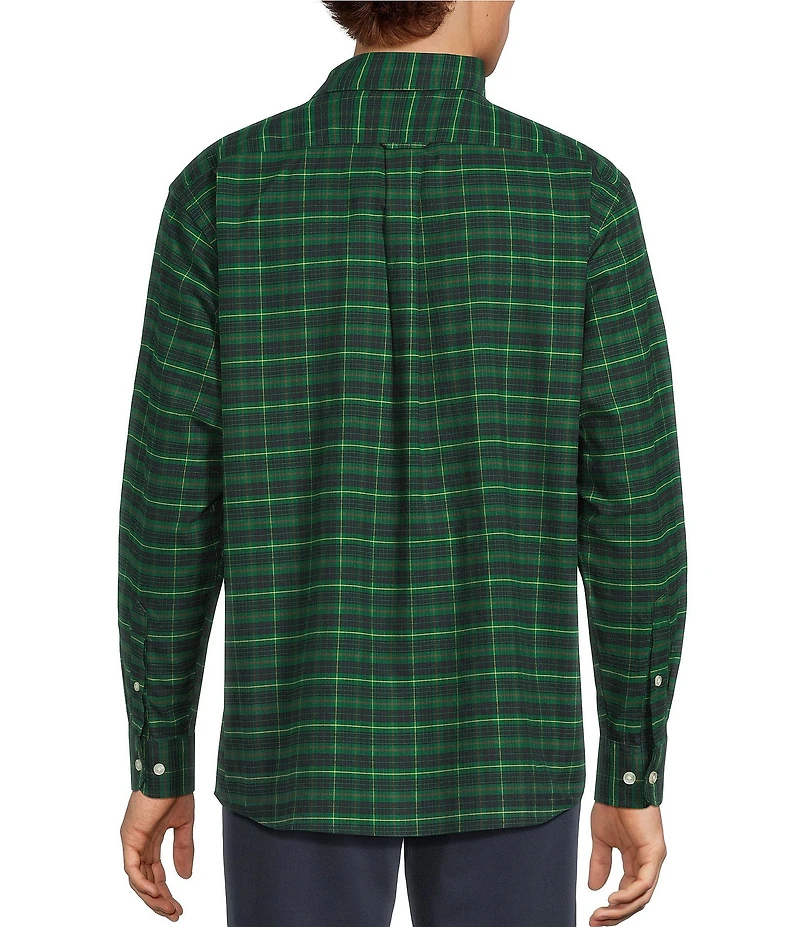 Roundtree & Yorke Long Sleeve Medium Plaid Oxford Sport Shirt