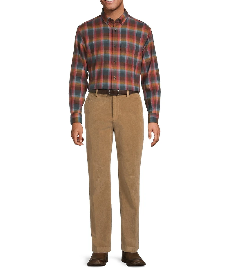 Roundtree & Yorke Long Sleeve Medium Plaid Portuguese Flannel Sport Shirt