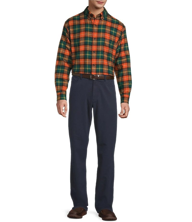 Roundtree & Yorke Long Sleeve Plaid Portuguese Flannel Sport Shirt