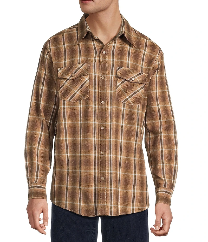 Roundtree & Yorke Plaid Western Portuguese Flannel Sport Shirt