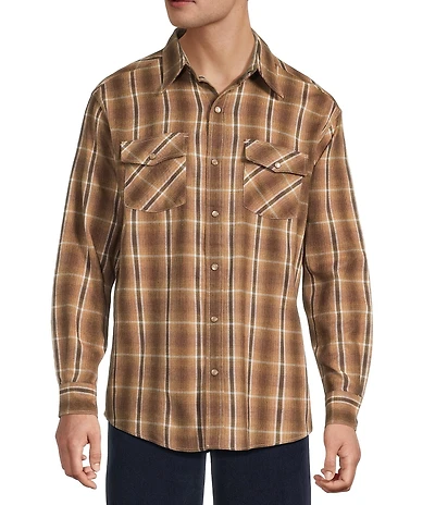 Roundtree & Yorke Plaid Western Portuguese Flannel Sport Shirt
