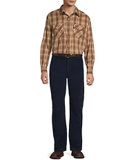 Roundtree & Yorke Plaid Western Portuguese Flannel Sport Shirt