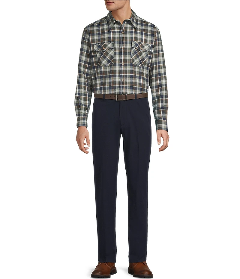 Roundtree & Yorke Long Sleeve Plaid Western Portuguese Flannel Sport Shirt