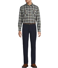 Roundtree & Yorke Long Sleeve Plaid Western Portuguese Flannel Sport Shirt