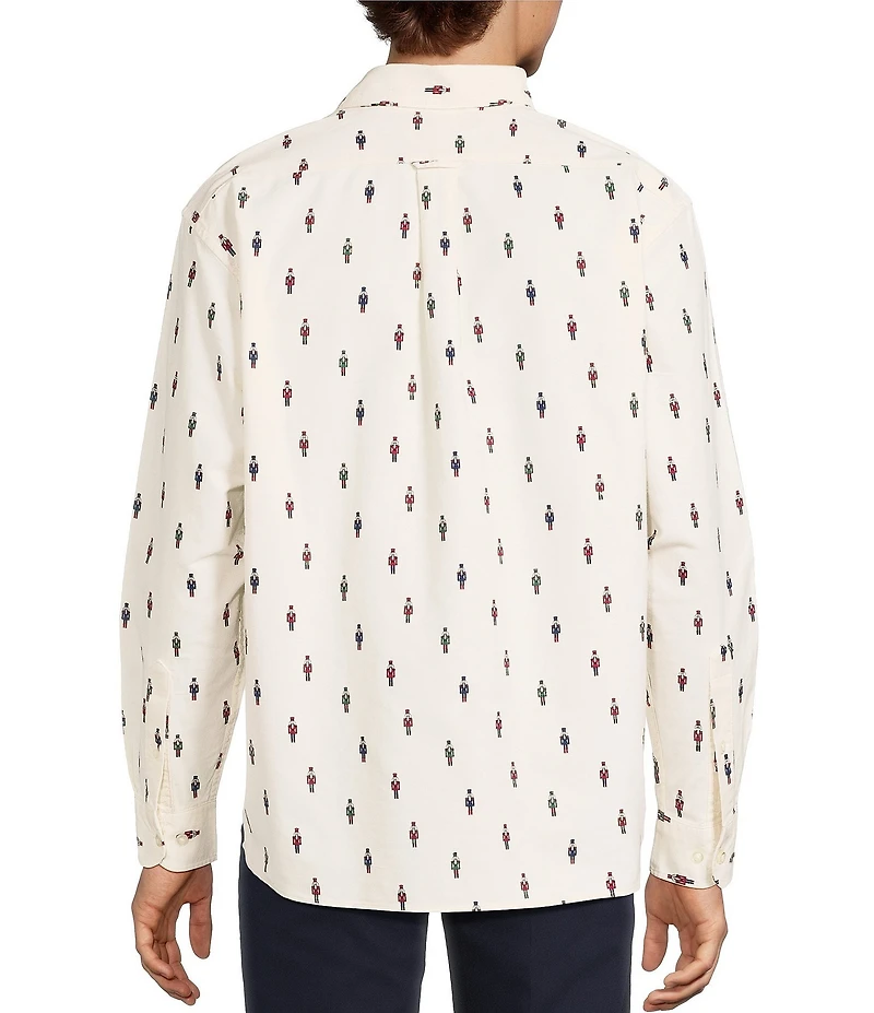 Roundtree & Yorke Long Sleeve Nutcracker Print Oxford Sport Shirt