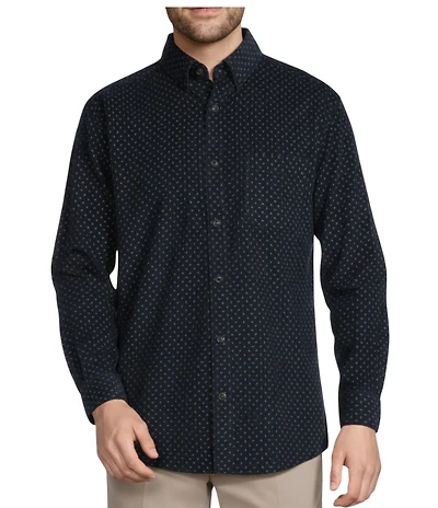Roundtree & Yorke Long Sleeve Paisley Print Corduroy Sport Shirt