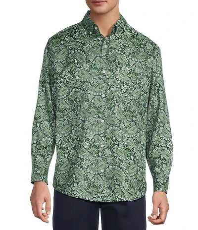 Roundtree & Yorke Long Sleeve Paisley Print Oxford Sport Shirt