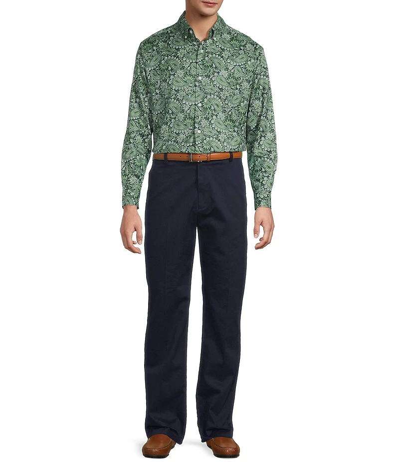 Roundtree & Yorke Long Sleeve Paisley Print Oxford Sport Shirt