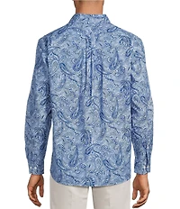 Roundtree & Yorke Long Sleeve Paisley Print Poplin Sport Shirt