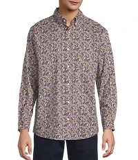 Roundtree & Yorke Long Sleeve Paisley Print Poplin Sport Shirt