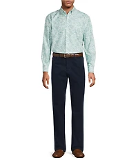 Roundtree & Yorke Long Sleeve Paisley Print Twill Sport Shirt