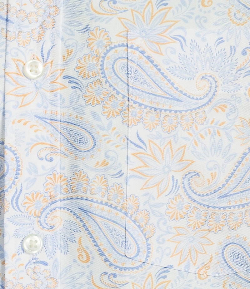 Roundtree & Yorke Long Sleeve Paisley Print Twill Sport Shirt
