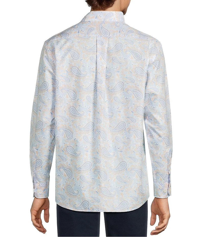 Roundtree & Yorke Long Sleeve Paisley Print Twill Sport Shirt