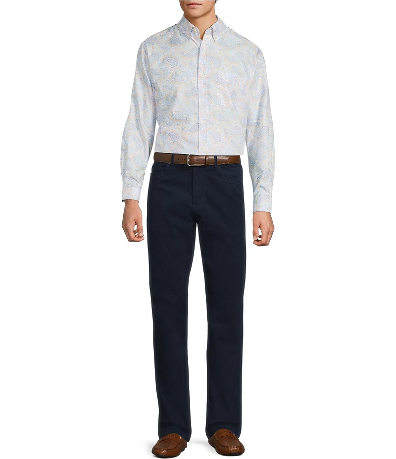 Roundtree & Yorke Long Sleeve Paisley Print Twill Sport Shirt