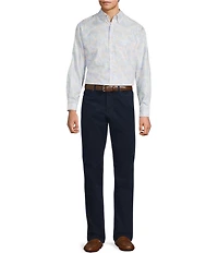 Roundtree & Yorke Long Sleeve Paisley Print Twill Sport Shirt