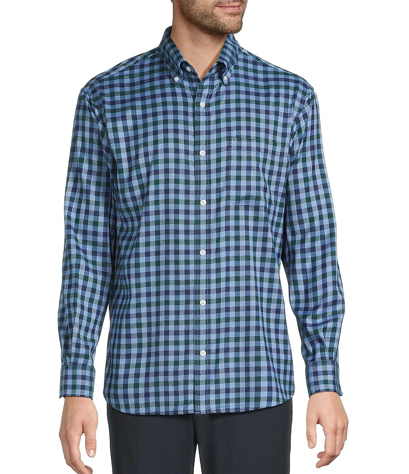 Roundtree & Yorke Long Sleeve Performance Check Flannel Sport Shirt