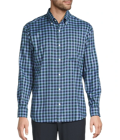 Roundtree & Yorke Long Sleeve Performance Check Flannel Sport Shirt