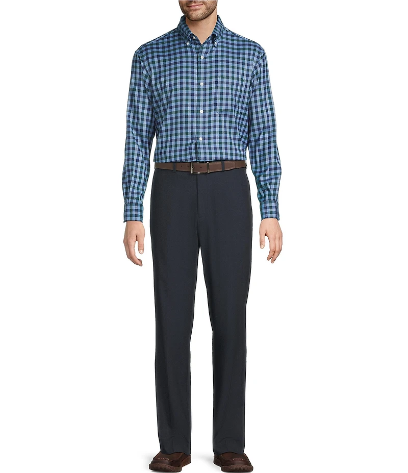 Roundtree & Yorke Long Sleeve Performance Check Flannel Sport Shirt