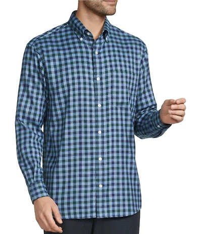 Roundtree & Yorke Long Sleeve Performance Check Flannel Sport Shirt