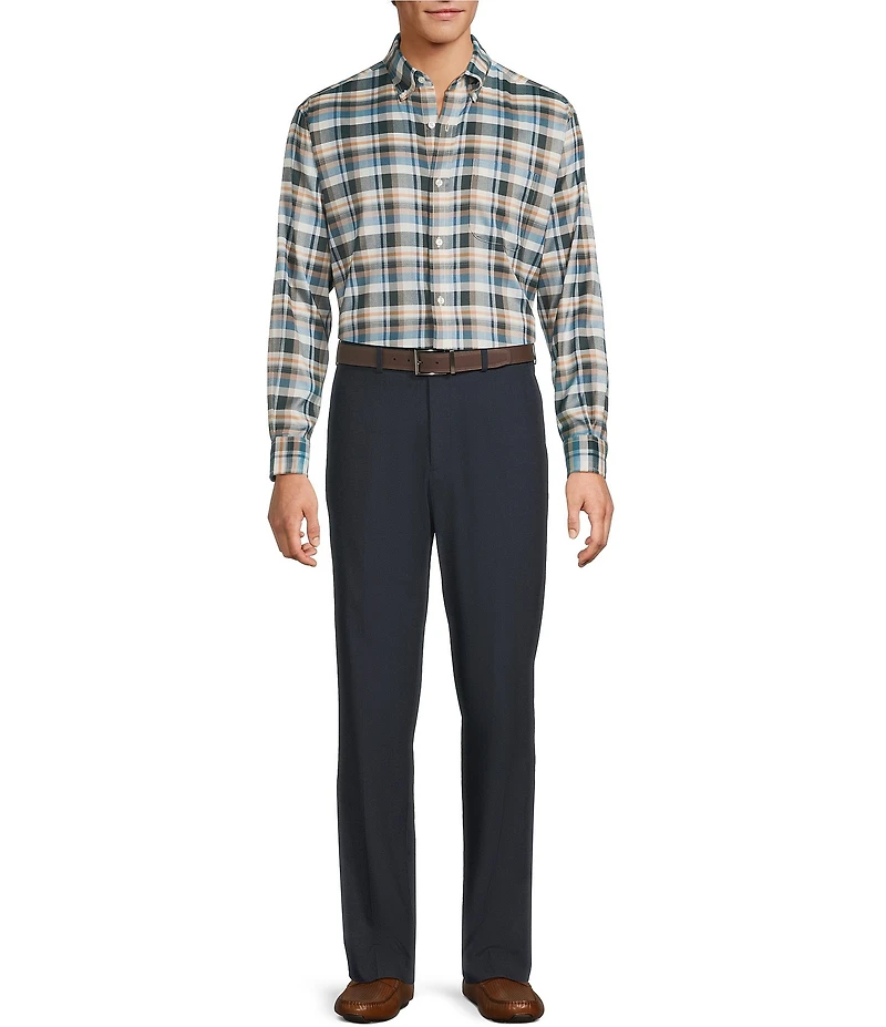 Roundtree & Yorke Long Sleeve Performance Large Plaid Flannel Sport Shirt