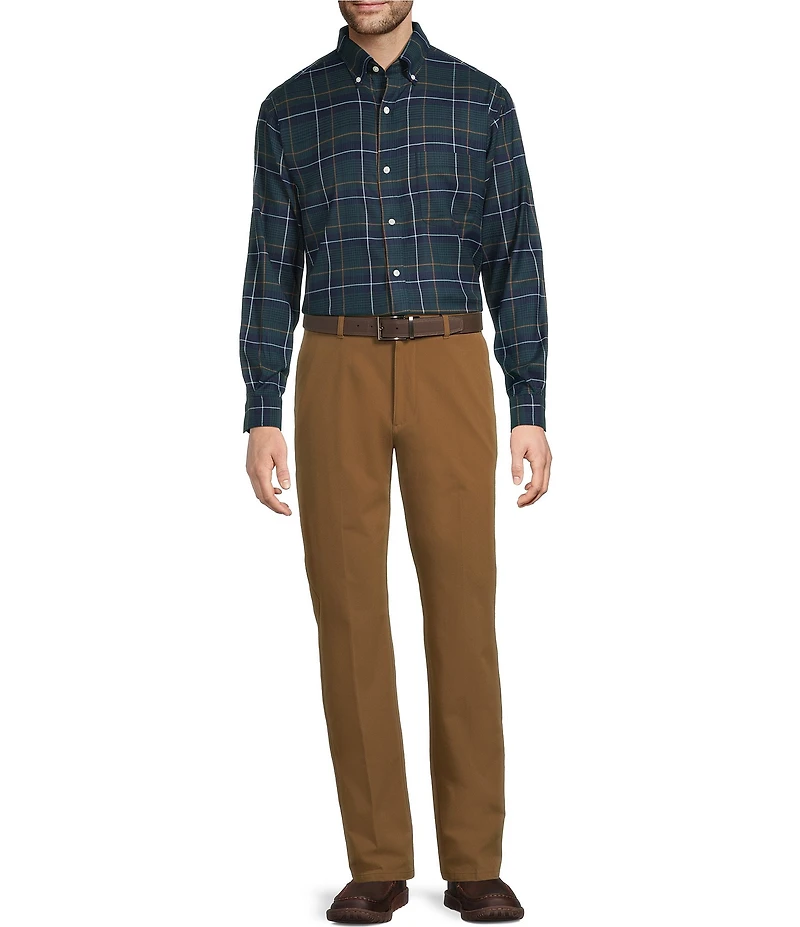 Roundtree & Yorke Long Sleeve Performance Large Plaid Flannel Sport Shirt
