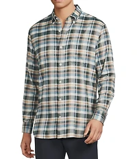 Roundtree & Yorke Long Sleeve Performance Large Plaid Flannel Sport Shirt