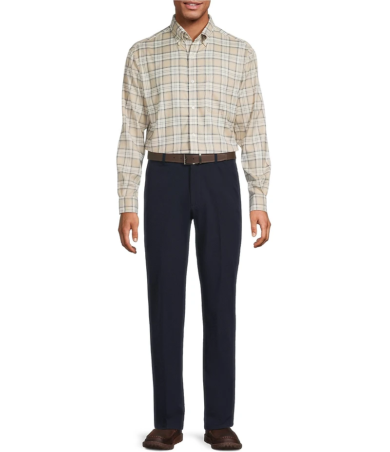 Roundtree & Yorke Long Sleeve Performance Plaid Flannel Sport Shirt