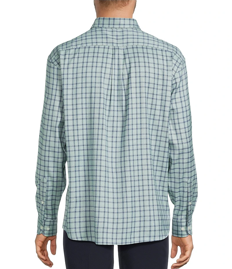 Roundtree & Yorke Long Sleeve Performance Small Plaid Flannel Sport Shirt