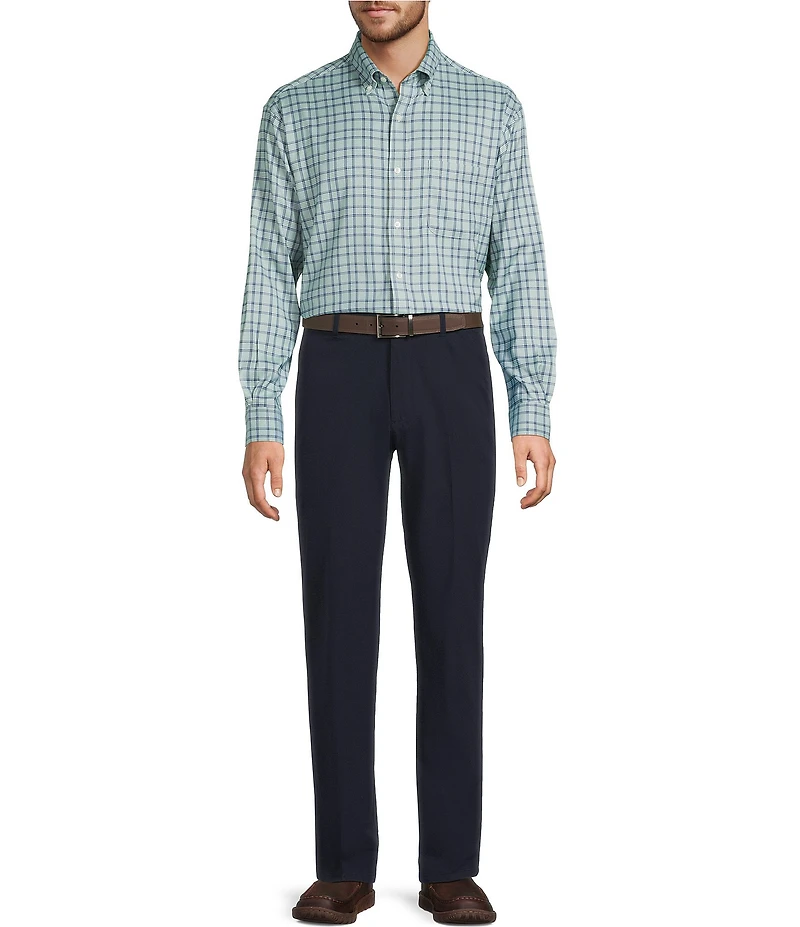 Roundtree & Yorke Long Sleeve Performance Small Plaid Flannel Sport Shirt