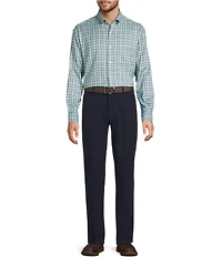 Roundtree & Yorke Long Sleeve Performance Small Plaid Flannel Sport Shirt