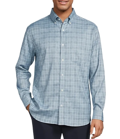 Roundtree & Yorke Long Sleeve Performance Plaid Flannel Sport Shirt