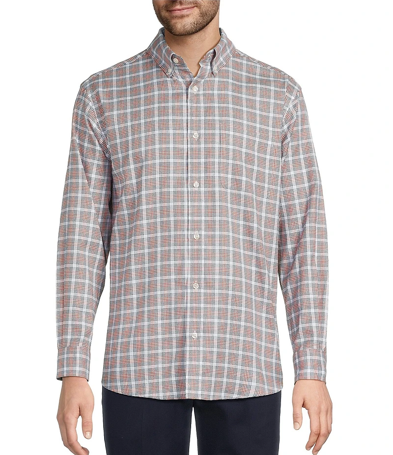 Roundtree & Yorke Long Sleeve Plaid Oxford Sport Shirt